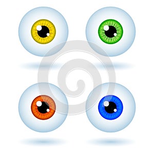 Funny Halloween greeting card monster set eyes. Vector isolated illustration on light white background